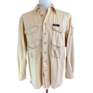 Vintage ORVIS Khaki Tan Fishing Shirt Mens XL Shooting Hunting Safari‎ Pockets